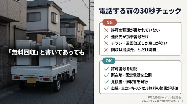 「即日・無料回収」で多いトラブルと見分け方
