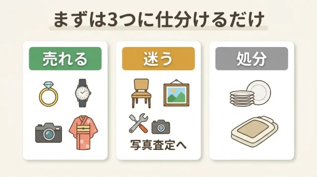 まずは3つに仕分けるだけ