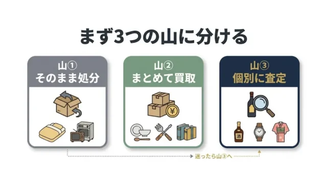遺品の大量売却は「3つの山に分ける」だけで結果が変わる
