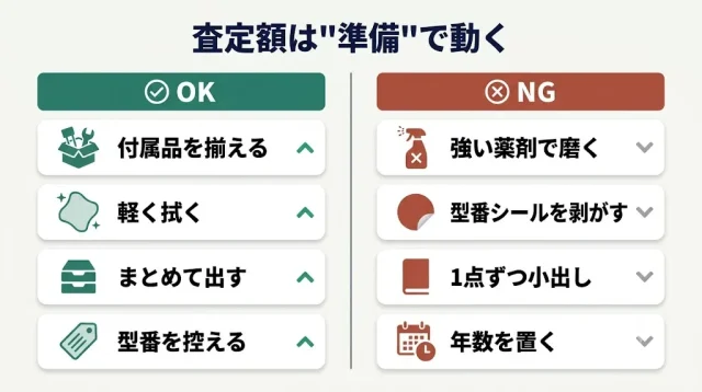 高く・損なく売るコツと、査定額が下がる注意点
