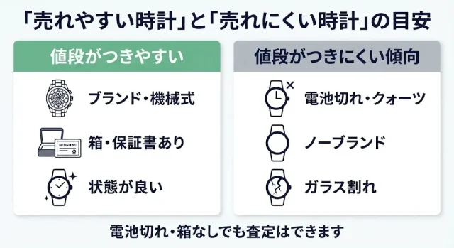 値段がつきやすい時計・つきにくい時計