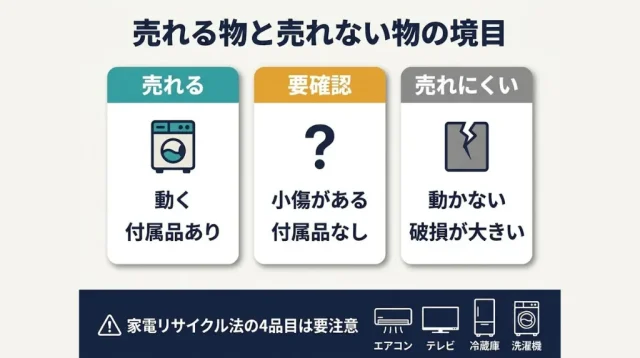 売れない物はどうなる?「買取」と「処分」を分けて考える