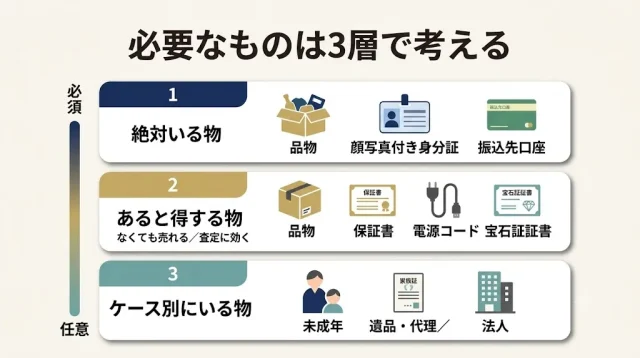 不用品買取に必要なものは「基本3点+α」