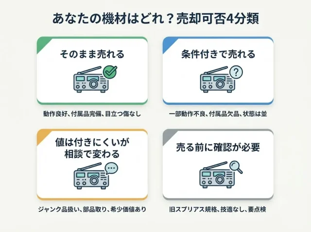 あなたの1台はどれ?旧型無線機の売却可否・4分類判定