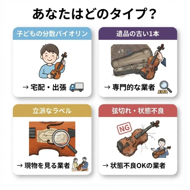 あなたのバイオリンはどれ？4つの状況別・正しい動き方