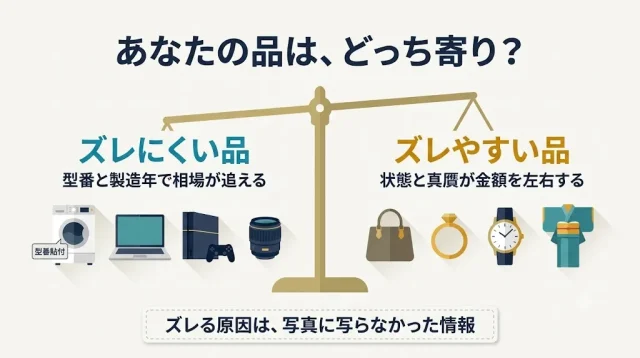 写真と実物で査定額がズレるのはなぜ？ズレやすい品・ズレにくい品
