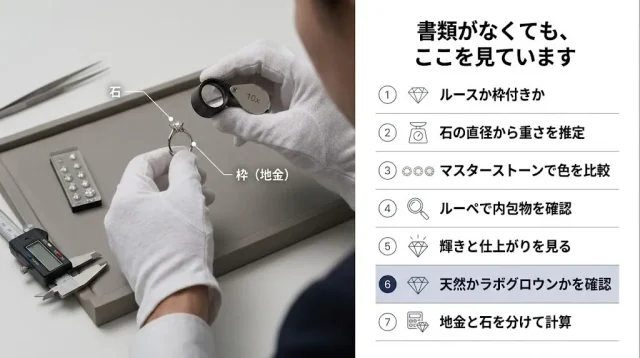 鑑定書がないとき、査定士が現物から確認している7つのこと
