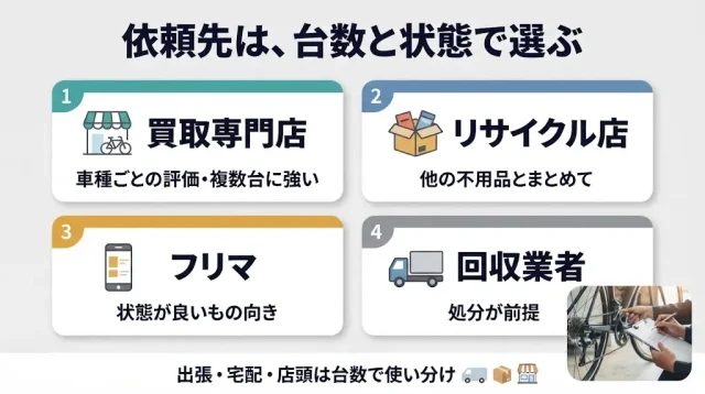  どこに売る？ 依頼先の選び方と、状態が悪い自転車に向く相談先