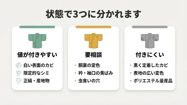 カビやシミのある着物は売れる?まず結論から