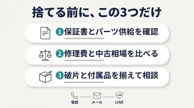 折れた竿は、捨てる前に可否だけ確認する