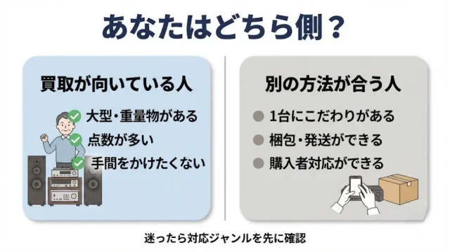 売却方法の比較と、向いている人・向いていない人