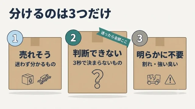結論|大量のおもちゃは「3つの箱」に分けるだけで先に進める