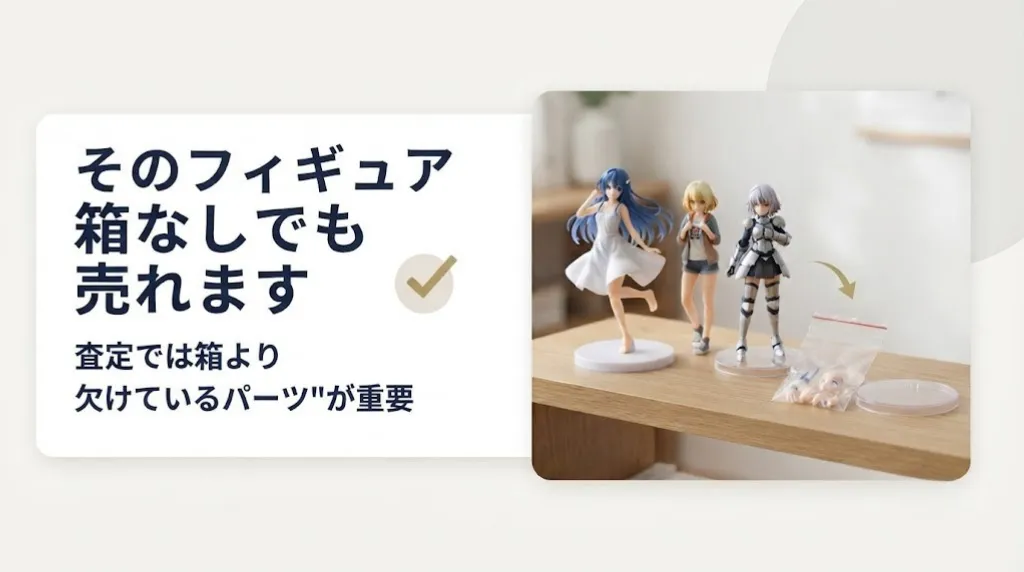 フィギュア箱なし買取|台座・パーツ欠品はどこまで減額?