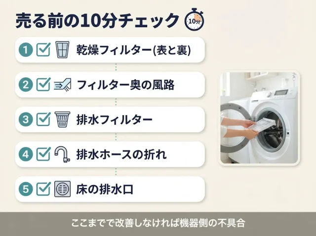 まず10分:査定前にできる「乾燥しない原因」の切り分け
