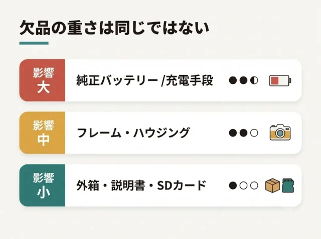 まずここを見る:欠品パターン別・査定への影響度
