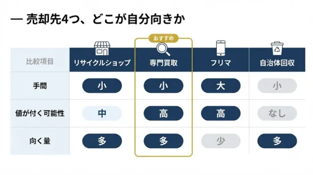 故障品の売却先を比較|リサイクルショップ・専門買取・フリマ・回収