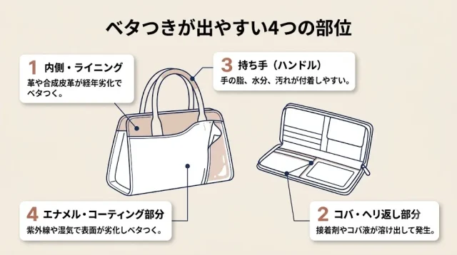 ベタつきが出やすい4つの部位