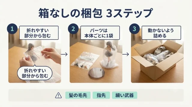 箱がないフィギュアの梱包・送り方