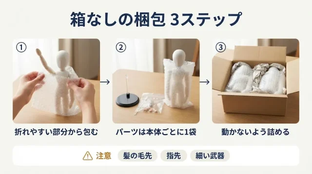 箱がないフィギュアの梱包・送り方