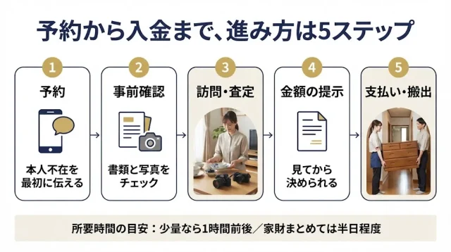 代理での出張買取、当日はこう進む