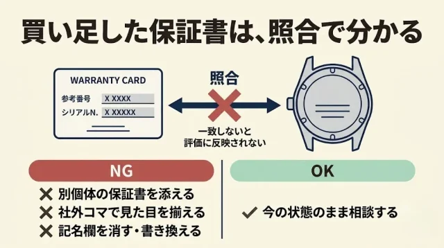 やってはいけない挽回策:保証書や余りコマを「後から買い足す」