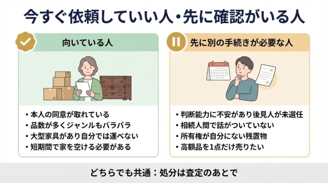 代理での出張買取が向いている人・向いていない人