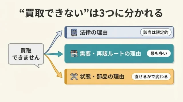 「買取できない」の理由は3種類ある
