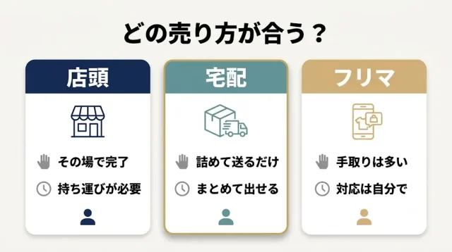 どこに売る?店頭・宅配・フリマの向き不向き