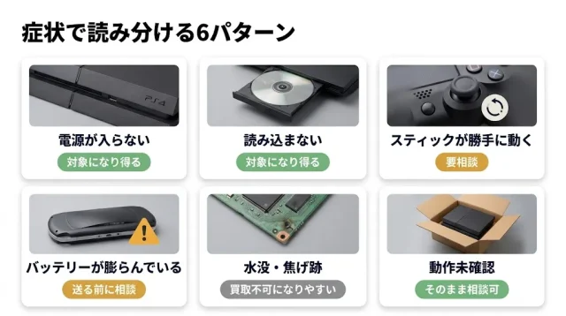 症状別に見る、ゲーム機・おもちゃの故障品の売却可否