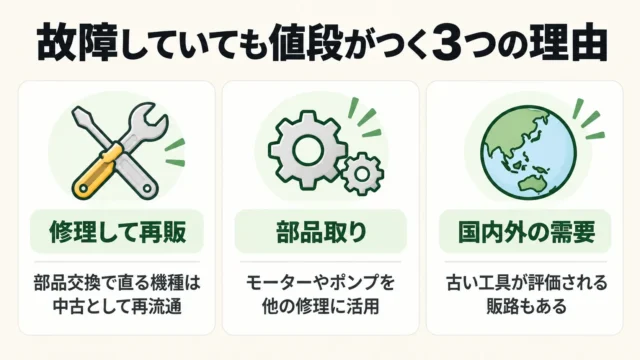エア漏れ・圧力不足・異音があるコンプレッサーでも売れる可能性はある