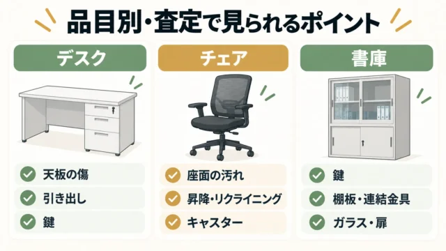 デスク・チェア・書庫の査定で見られるポイント