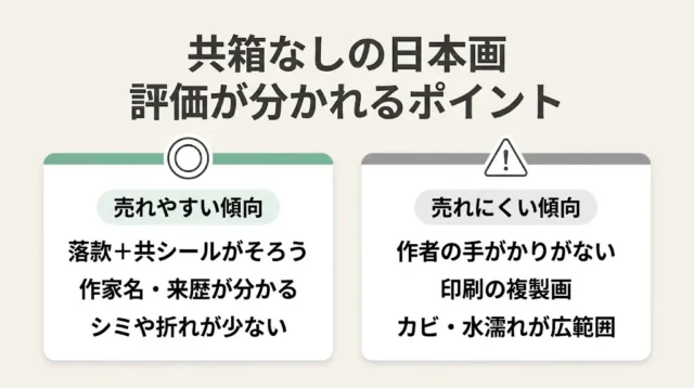 共箱なしでも売れやすいケース・売れにくいケース