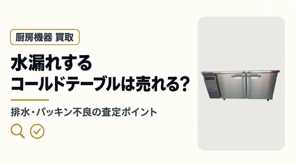 水漏れするコールドテーブルは売れる?排水・パッキン不良の査定ポイント