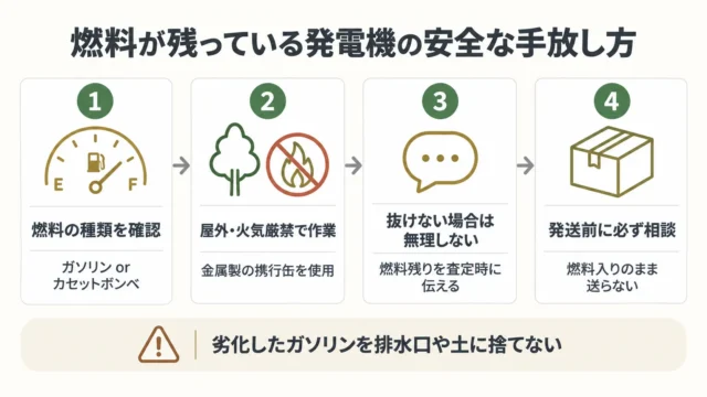 エンジンがかからない発電機は売れる？長期保管・燃料残りの査定と安全