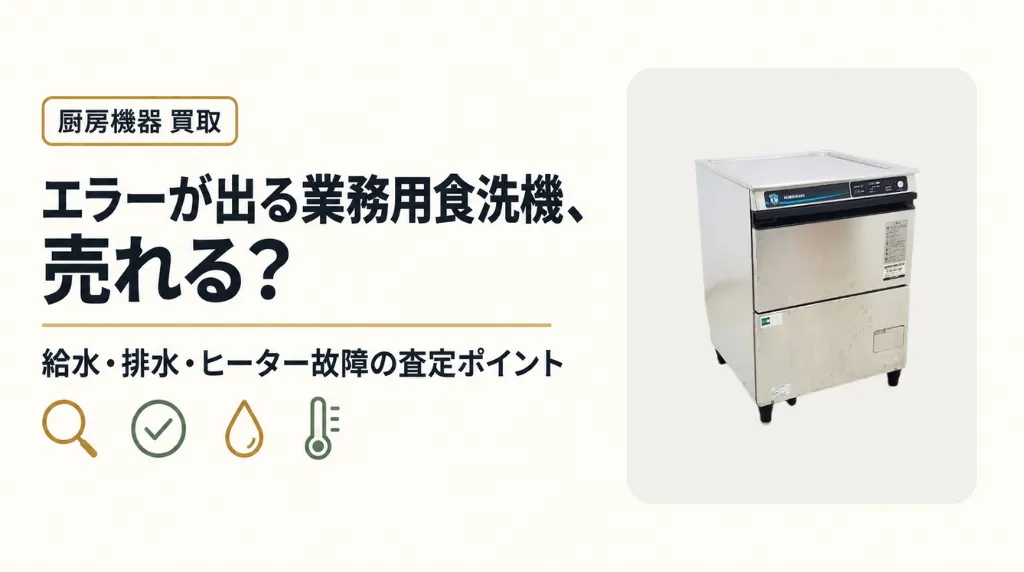 エラーが出る業務用食器洗浄機は売れる？給排水・ヒーター故障の査定