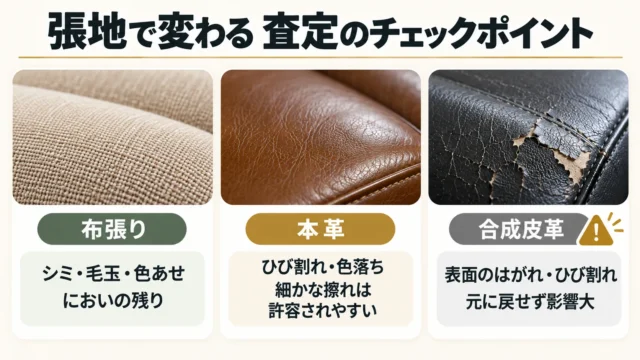 張地別に見る査定の考え方|布・本革・合成皮革