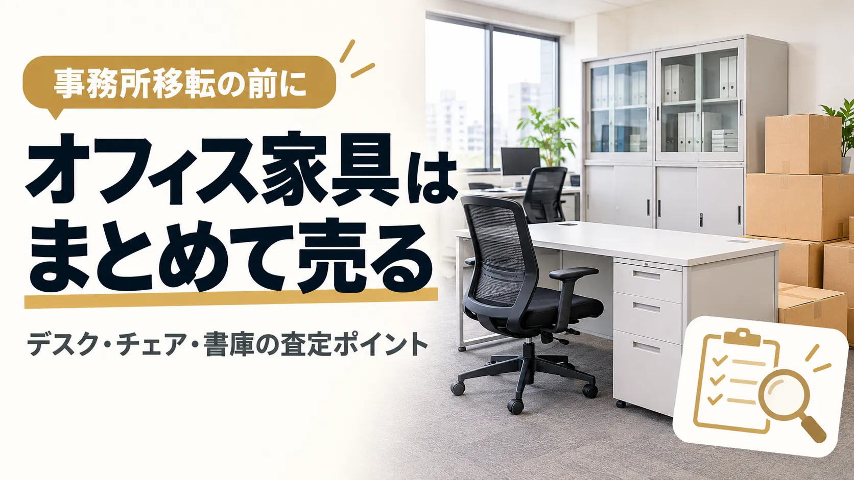 事務所移転でオフィス家具をまとめて売る方法|デスク・チェア・書庫の査定
