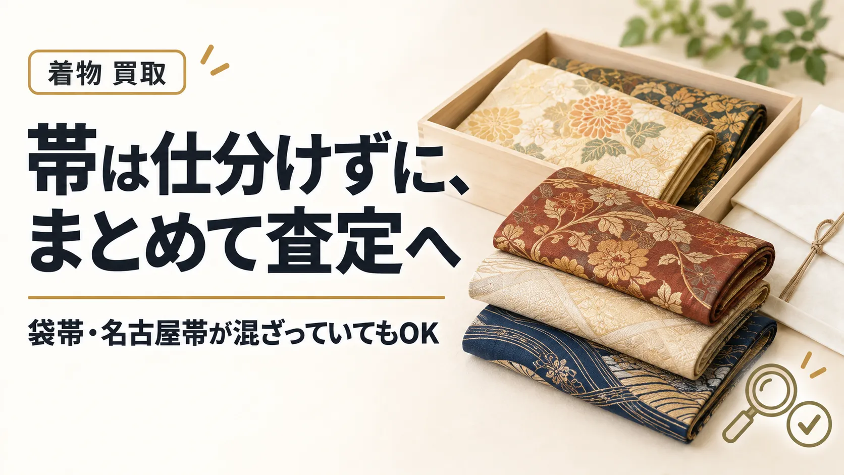 帯だけでもまとめて売れる?袋帯・名古屋帯を仕分けず査定する方法