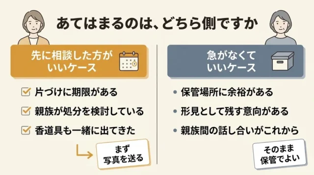 相談した方がいい人／急がなくていい人