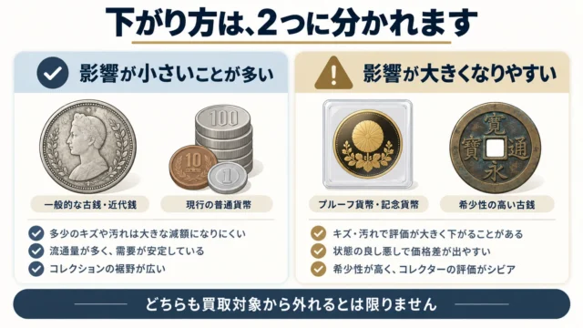 磨いてしまった古銭も売れます