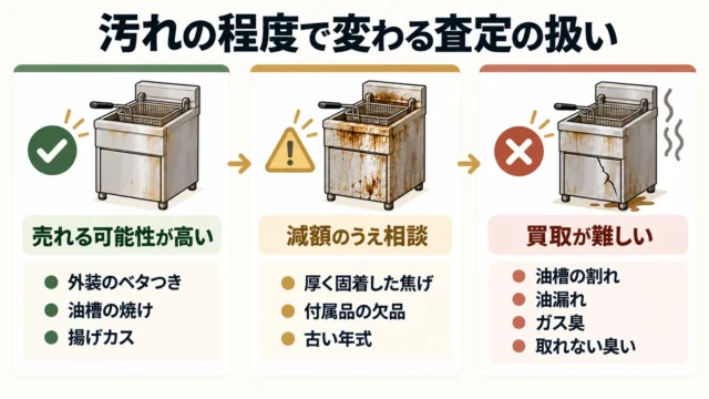 油汚れがひどい業務用フライヤーでも売れる可能性はある