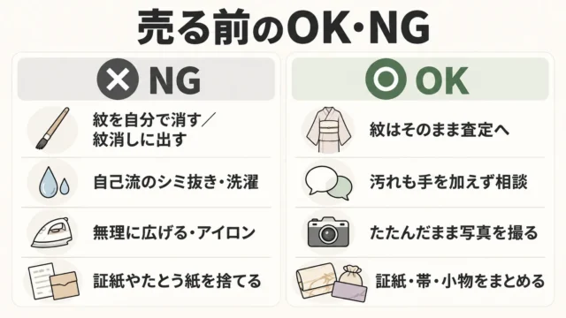 家紋入りの着物を売る前にやってはいけないこと