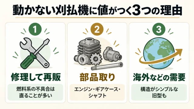 不動の刈払機に値がつく3つの理由