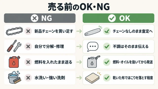 チェーンなしのチェーンソーを売る前にやってはいけないこと