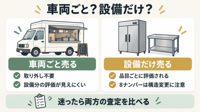最初に決めたいのは「車両ごと売る」か「設備だけ売る」か