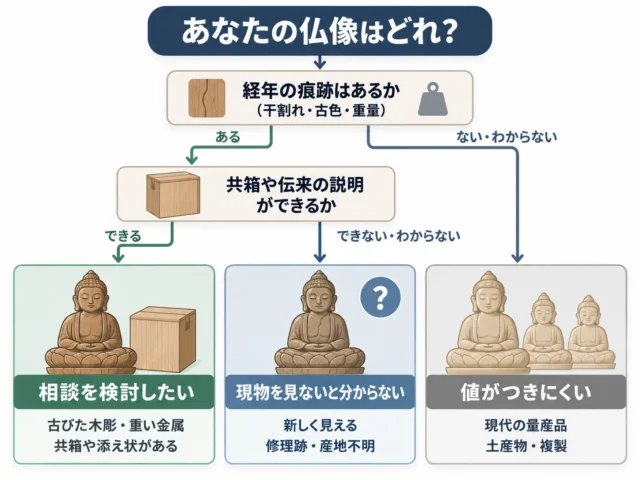 あなたの仏像はどれ?相談推奨・要現物確認・期待しにくいの3分類