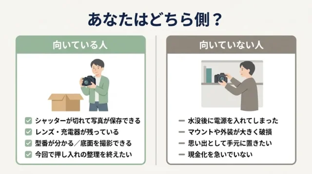 液晶割れの一眼レフを売るのに向いている人・向いていない人