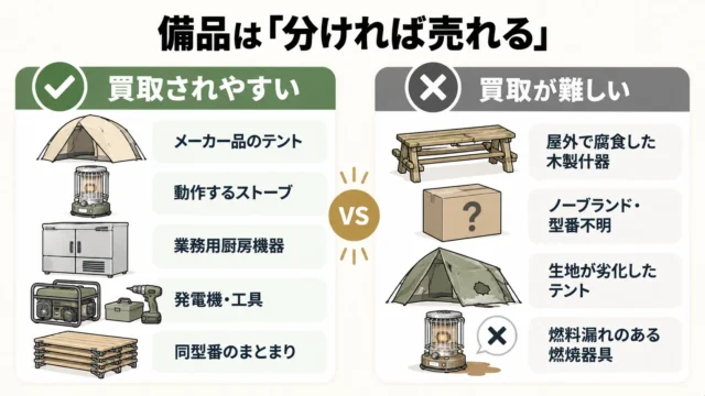 閉鎖したキャンプ場の備品は「分ければ売れる」
