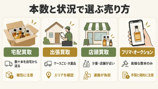 大量のミニボトルを売る方法の比較