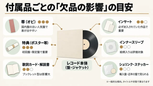 帯・歌詞カード・特典など付属品ごとの欠品の影響